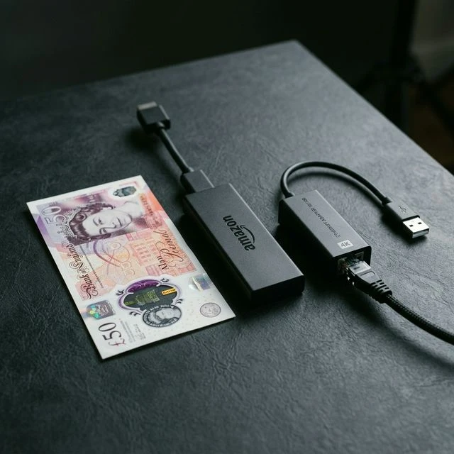 Affordable 50 pound budget streaming setup with a 4K stick and ethernet adapter